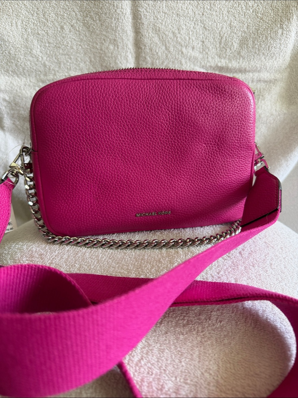 MICHAEL KORS Hot Pink Pebbled Leather Crossbody